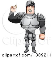 Clipart Of A Buff Male Knight Holding Up A Finger Royalty Free Vector Illustration