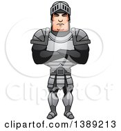 Clipart Of A Buff Male Knight With Folded Arms Royalty Free Vector Illustration