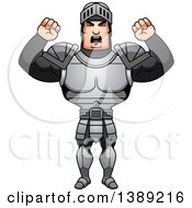 Clipart Of A Mad Buff Male Knight Waving His Fists Royalty Free Vector Illustration