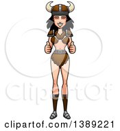 Clipart Of A Barbarian Woman Giving Two Thumbs Up Royalty Free Vector Illustration
