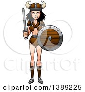 Barbarian Woman Holding A Sword And Shield