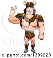 Poster, Art Print Of Buff Barbarian Man Holding Up A Finger