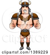Poster, Art Print Of Buff Barbarian Man Giving Two Thumbs Up