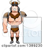 Poster, Art Print Of Buff Barbarian Man By A Blank Sign