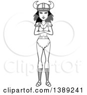 Poster, Art Print Of Black And White Lineart Barbarian Woman With Folded Arms