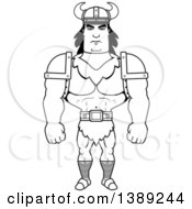 Black And White Lineart Muscular Barbarian Man
