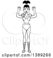 Clipart Of A Black And White Lineart Scared Female Orc Royalty Free Vector Illustration by Cory Thoman