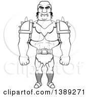Poster, Art Print Of Black And White Lineart Buff Male Orc
