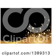 Poster, Art Print Of Background Of Gold Dots Forming A Wave On Black