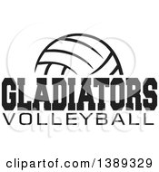 Poster, Art Print Of Black And White Ball With Gladiators Volleyball Text