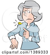 Cartoon Angry Senior White Business Woman With A Chip On Her Shoulder