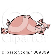 Poster, Art Print Of Cartoon Pink Pig Laying On His Side