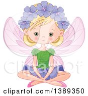 Poster, Art Print Of Blond Caucasian Garden Fairy Sitting