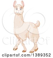 Cute Walking White Llama With Blue Eyes