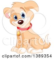Clipart Of A Happy Cute Puppy Dog Sitting Royalty Free Vector Illustration by Pushkin