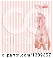 Background Of Pink Ballerina Slippers Over Stripes