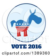 Poster, Art Print Of Label Of A Political Democratic Donkey In Red White And Blue With Text And Stars Over Vote 2016 Text