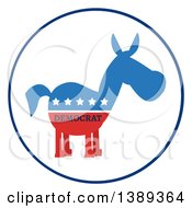 Poster, Art Print Of Label Of A Political Democratic Donkey In Red White And Blue With Text And Stars