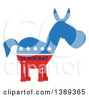 Clipart Of A Political Democratic Donkey In Red White And Blue With Text And Stars Royalty Free Vector Illustration