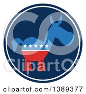 Clipart Of A Round Label Of A Political Democratic Donkey In Red White And Blue With Stars Royalty Free Vector Illustration