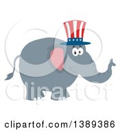 Poster, Art Print Of Flat Design Political Republican Elephant Wearing An American Top Hat