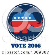 Poster, Art Print Of Red White And Blue Political Republican Elephant With Stars Over Vote 2016 Text