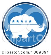 Poster, Art Print Of Round Blue Political Republican Elephant With Stars Label