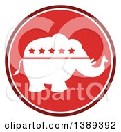 Poster, Art Print Of Round Red Political Republican Elephant With Stars Label