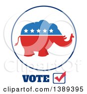 Poster, Art Print Of Red White And Blue Political Republican Elephant With Stars And Vote