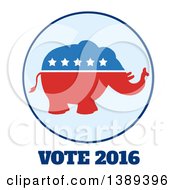 Clipart Of A Red White And Blue Political Republican Elephant With Stars Over Vote 2016 Text Royalty Free Vector Illustration by Hit Toon