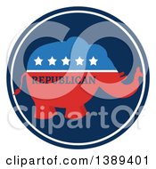 Poster, Art Print Of Red White And Blue Political Republican Elephant Label With Stars And Text