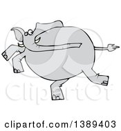 Poster, Art Print Of Cartoon Gray Elephant Running