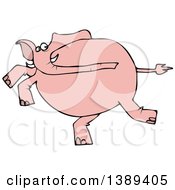 Clipart Of A Cartoon Pink Elephant Running Royalty Free Vector Illustration