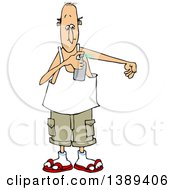 Cartoon White Man Putting On Bug Spray