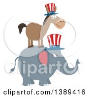Poster, Art Print Of Flag Design Political Democratic Donkey On Top Of A Republican Elephant