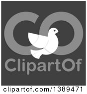Clipart Of A Flat Design White Dove On Gray Royalty Free Vector Illustration