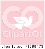 Clipart Of A Flat Design White Dove On Pastel Pink Royalty Free Vector Illustration