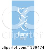 Poster, Art Print Of Flat Design White Doves And Earth Day Text On Blue