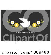 Poster, Art Print Of Flat Design White Dove And Flowers Over Thank You Text On Dark Gray