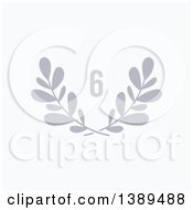 Poster, Art Print Of Gray Number Six Over Laurel Branches On White