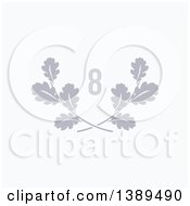 Poster, Art Print Of Gray Number Eight Over Laurel Branches On White