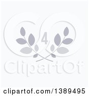 Clipart Of A Gray Number Four Over Laurel Branches On White Royalty Free Vector Illustration by elena