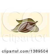 Flat Design Cocoa Pod And Leaves On Tan