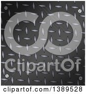 Poster, Art Print Of Scratched Black Diamond Plate Metal Background With Screws In The Corner