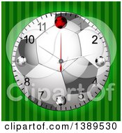 Poster, Art Print Of 3d Soccer Ball Wall Clock Over Green Stripes