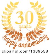 Clipart Of A Gradient Gold 30 Year Anniversary Wreath Design Royalty Free Vector Illustration