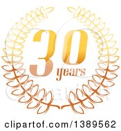 Clipart Of A Gradient Gold 30 Year Anniversary Wreath Design Royalty Free Vector Illustration