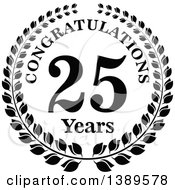 Black And White 25 Year Anniversary Congratulations Wreath Design