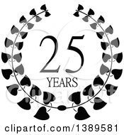 Poster, Art Print Of Black And White 25 Year Anniversary Wreath Design