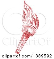 Clipart Of A Sketched Red Torch Royalty Free Vector Illustration